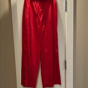 Daily Drills Red Wide Leg Satin Pants